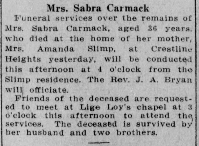 Sabra Carmack obituary